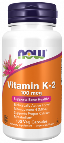 NOW Vitamin K-2 100 mcg, Витамин К-2 100 мкг, 100 капсул