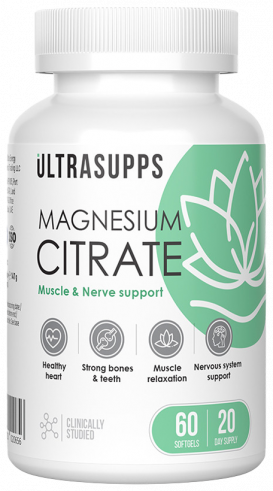 Ultrasupps Magnesium Citrate, Магния Цитрат, 60 капсул