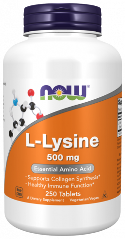 NOW L-Lysine 500 mg, L-Лизин 500 мг, 250 таблеток