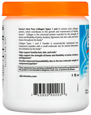 Doctor's Best Collagen Types 1&amp;3, 200 грамм