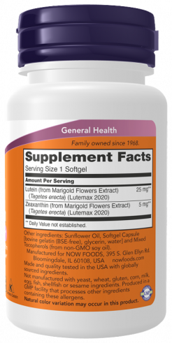 NOW Lutein &amp; Zeaxanthin, Лютеин и Зеаксантин, 120 капсул