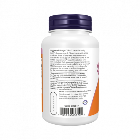 NOW Glucosamine &amp; Chondroitin with MSM, 90 капсул